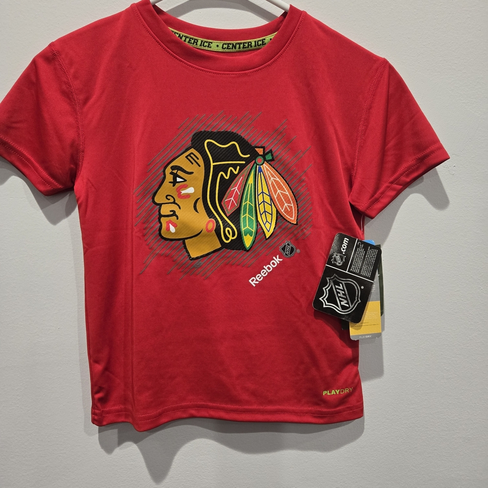 Reebok Red Kids' Chicago Blackhawks Logo Tee
